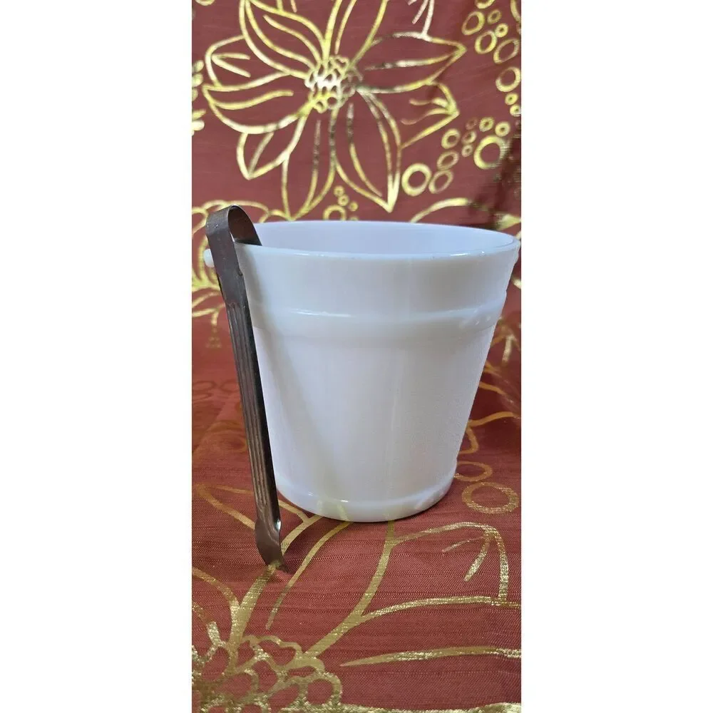 Vintage White Milk Glass Ice Bucket